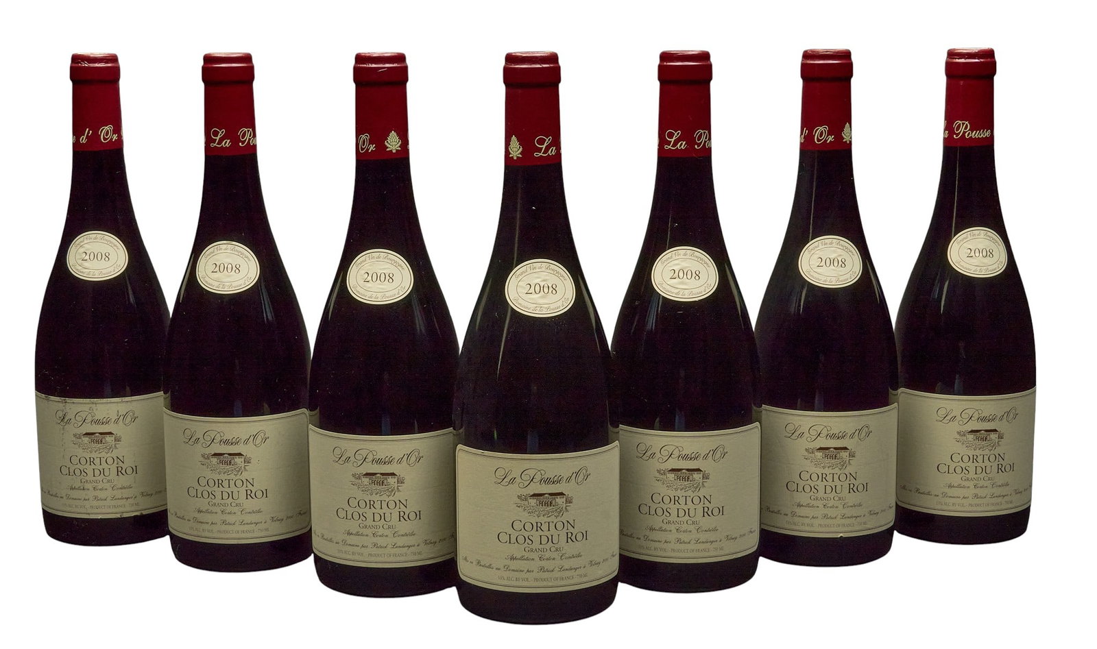 (7) 2008 La Pousse d'Or Corton Clos du Roi: Seven bottles of 2008 La Pousse d'Or Corton Clos du Roi Provenance: Property from the custom chilled cellar of the Cordillera Ranch home of prominent attorney David J. Arata