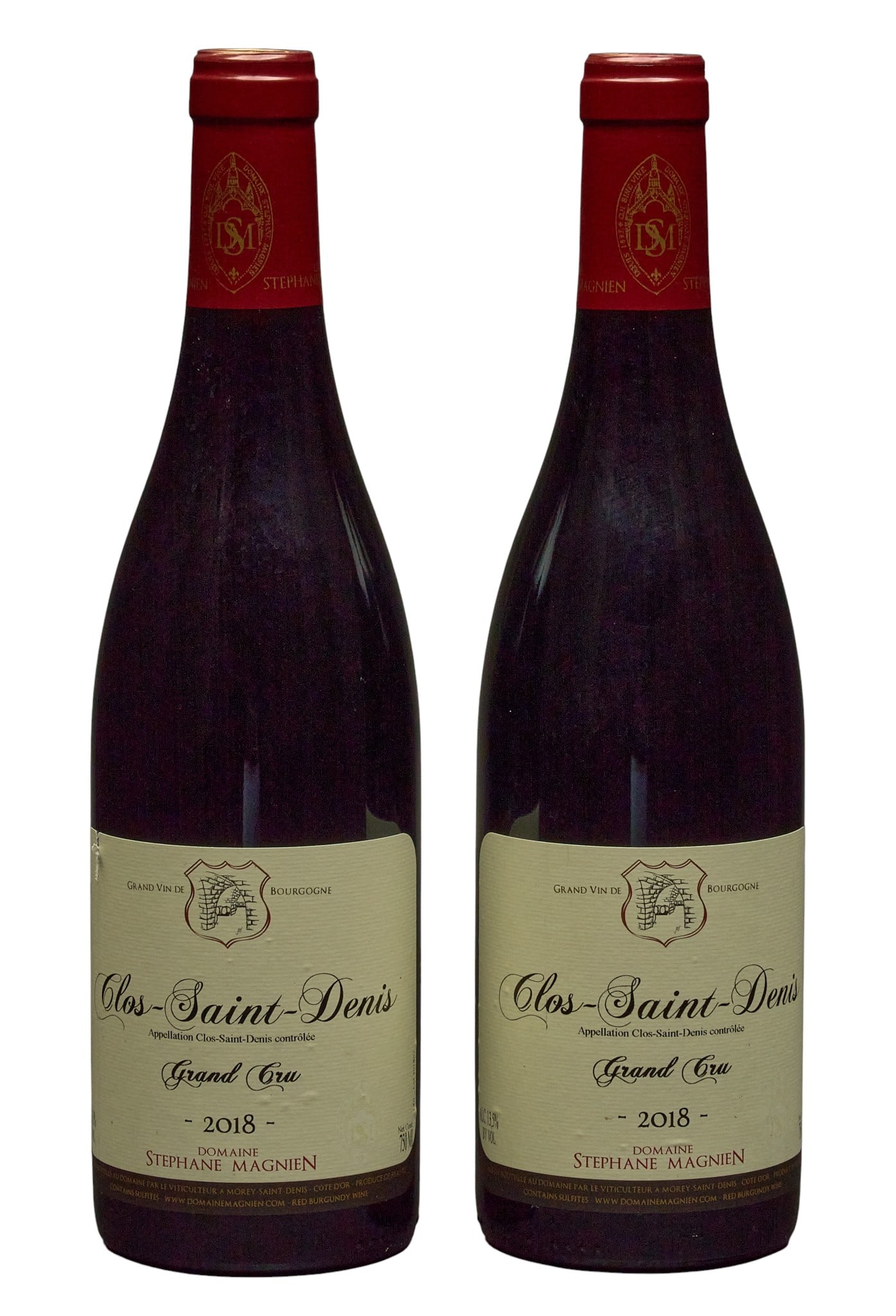 (2) 2018 Domaine Stephane Magnien Clos-Saint-Denis: Two bottles of 2018 Domaine Stephane Magnien Clos-Saint-Denis Provenance: Property from the custom chilled cellar of the Cordillera Ranch home of prominent attorney David J. Arata