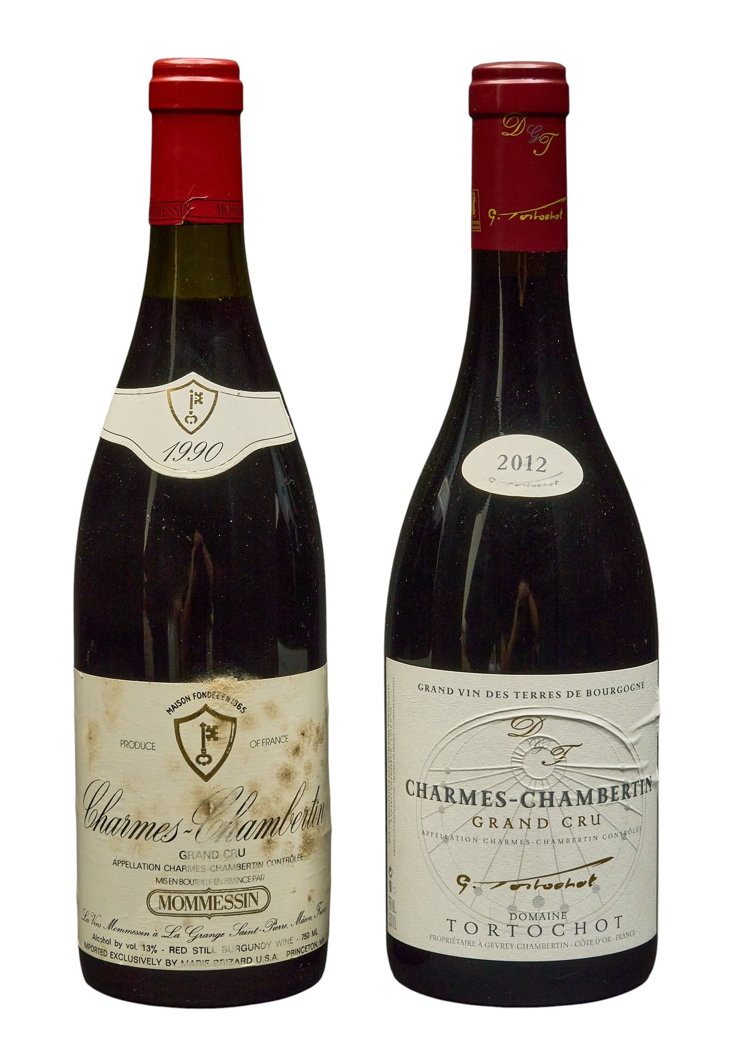 (2) Charmes-Chambertin Various Makers & Years: Two bottles of Charmes-Chambertin from various makers and years: one bottle of 1990 Mommessin, one bottle of 2012 Domaine Tortochot Provenance: Property from the custom chilled cellar of th