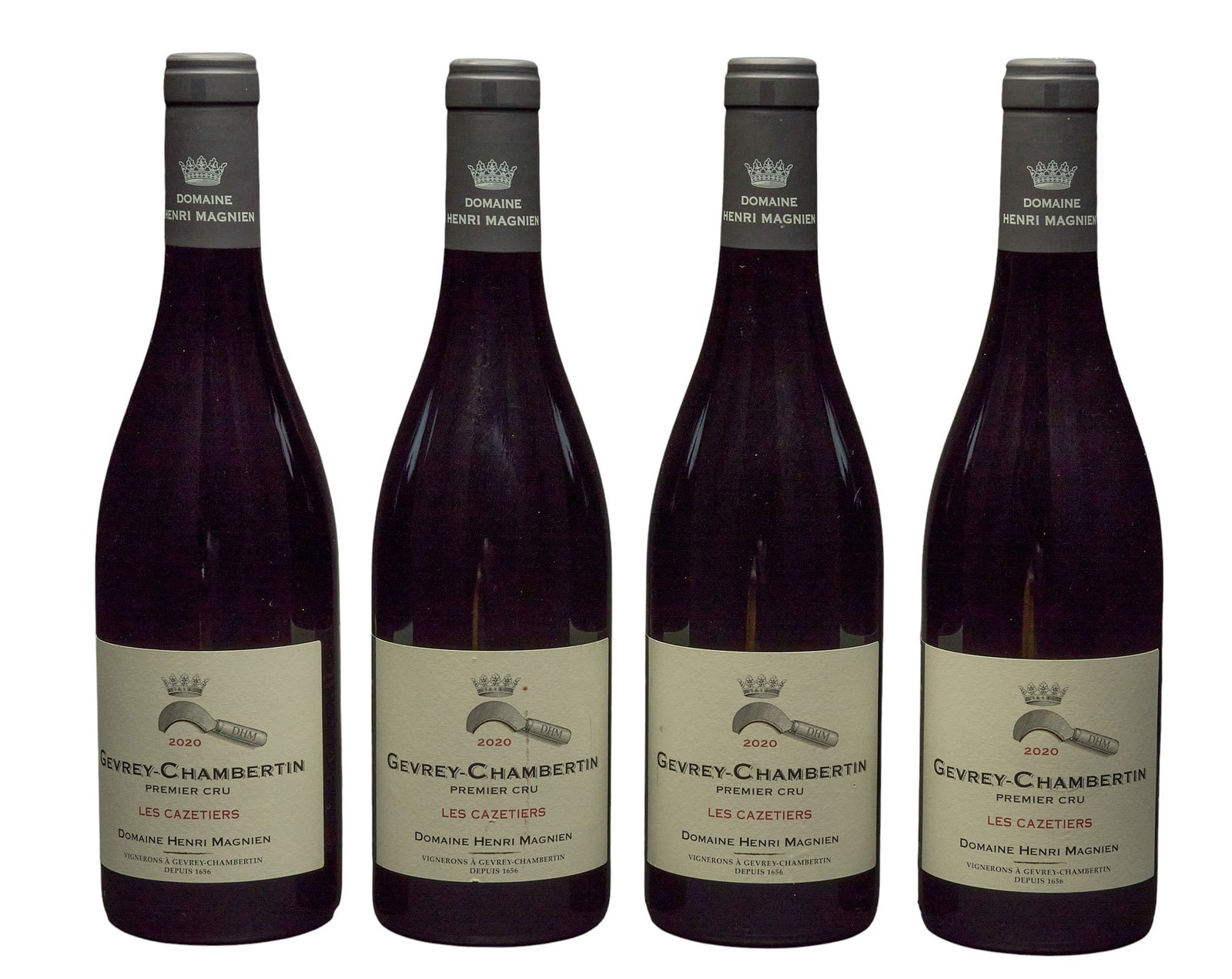 (4) 2020 Domaine Henri Magnien Les Cazetiers Premier Cru: Four bottles of 2020 Domaine Henri Magnien Les Cazetiers Premier Cru Provenance: Property from the custom chilled cellar of the Cordillera Ranch home of prominent attorney David J. Arata