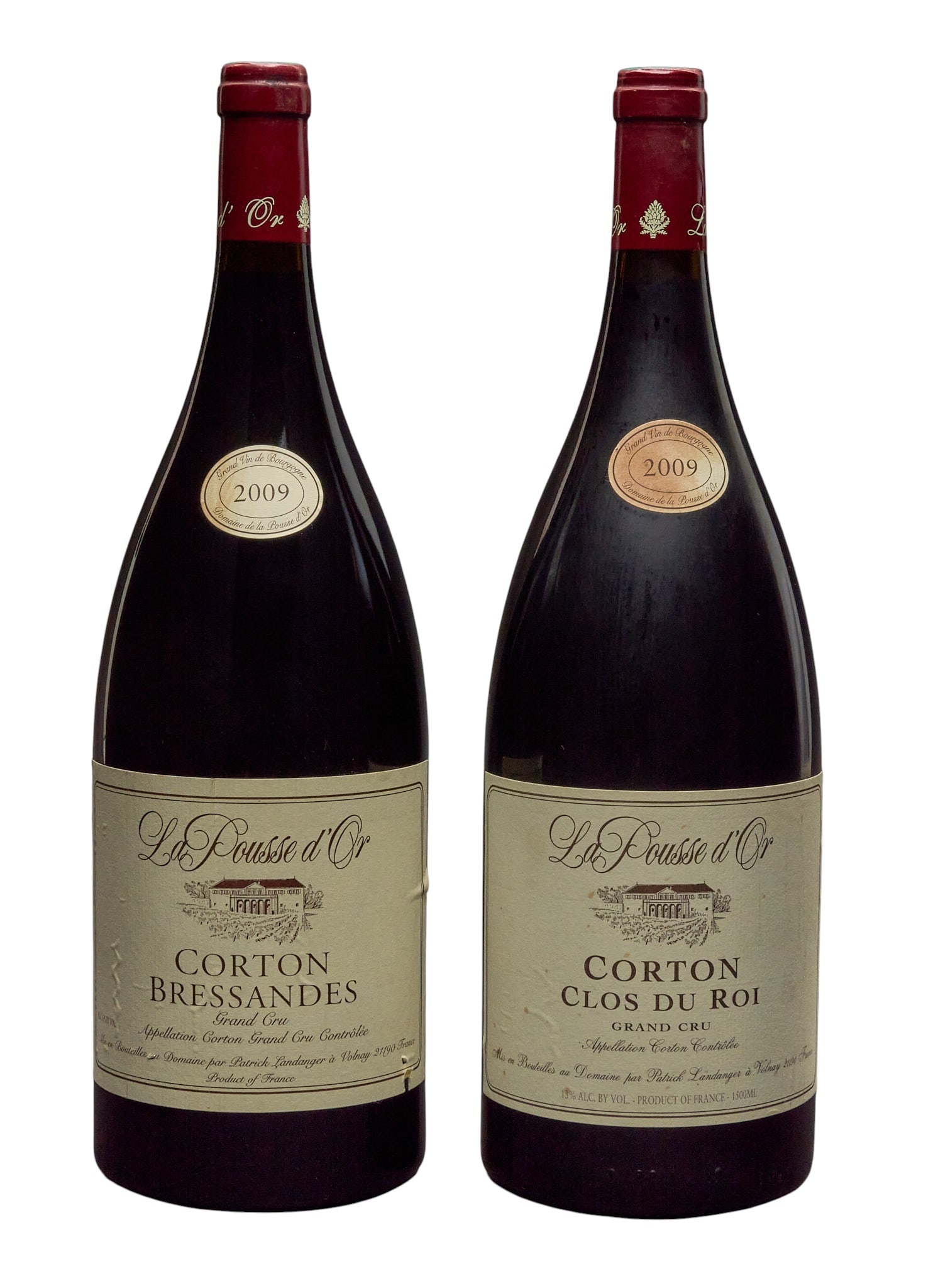(2) 2009 La Pousse d'Or Domaine Assortment: Two bottle magnum domaine assortment from La Pouse d'Or: one bottle of 2009 Corton Bressandes, one bottle of 2009 Corton Clos du Roi Provenance: Property from the custom chilled cellar&n