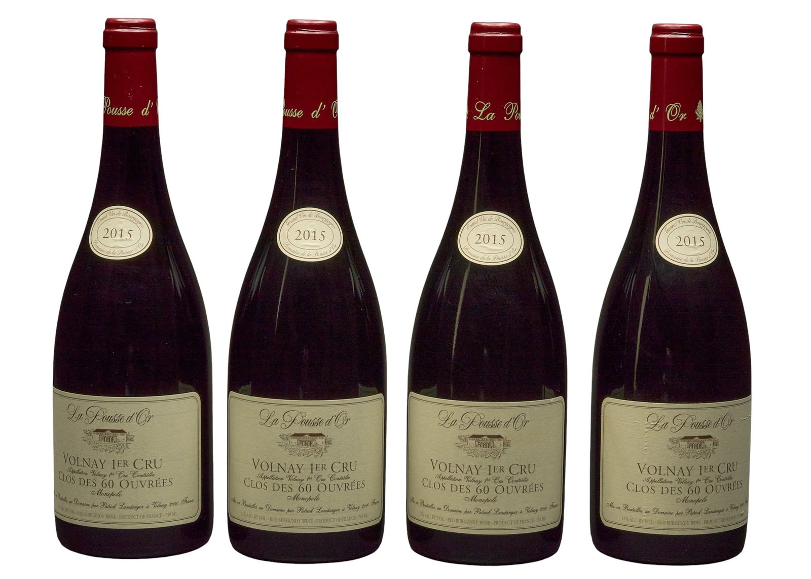 (4) 2015 La Pousse d'Or Volnay: Four bottles of 2015 La Pousse d'Or Volnay Provenance: Property from the custom chilled cellar of the Cordillera Ranch home of prominent attorney David J. Arata 
