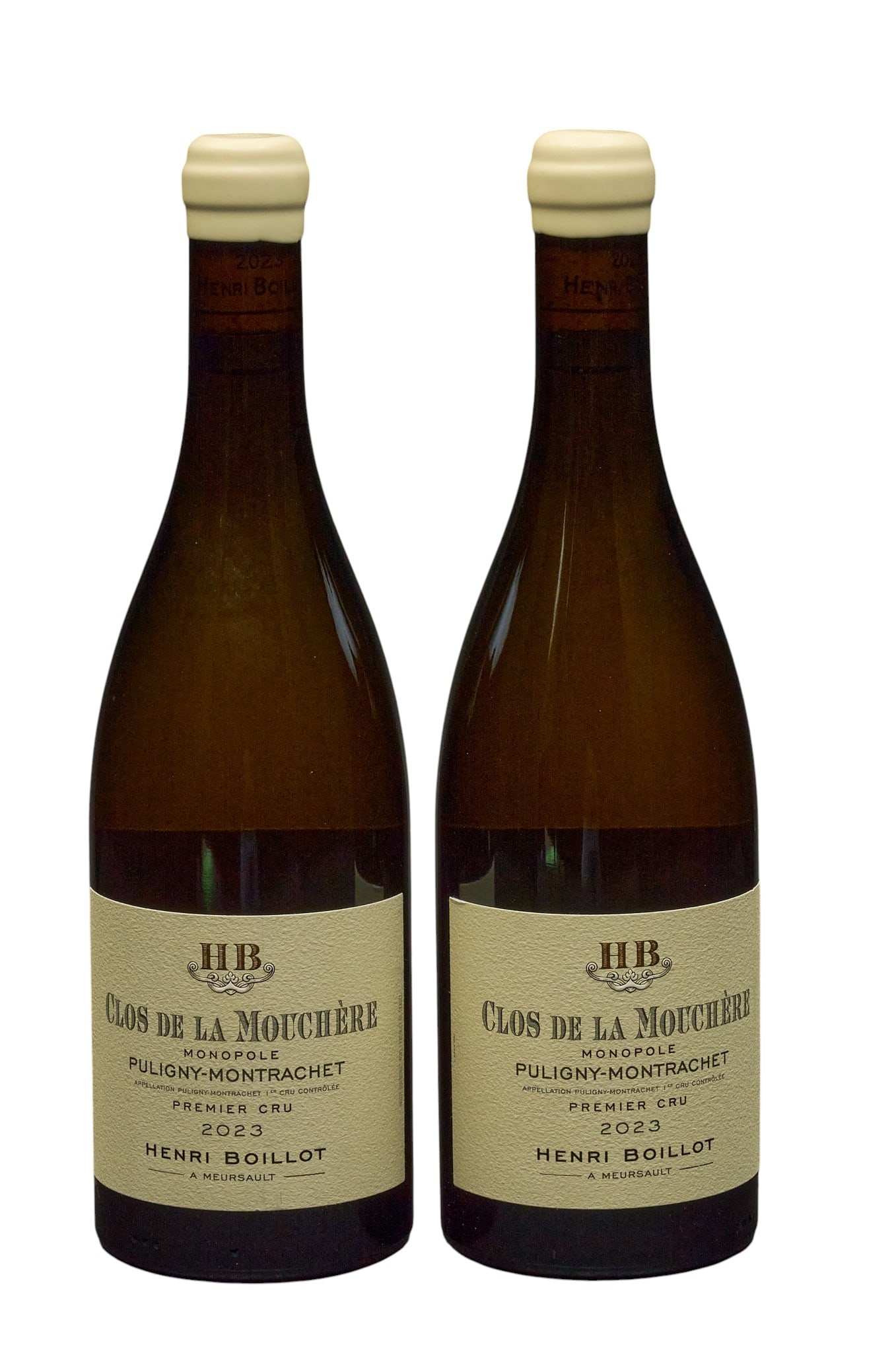 (2) 2023 Henri Boillot Clos de la Mouchere: Two bottles of 2023 Henri Boillot Clos de la Mouchere Provenance: Property from the custom chilled cellar of the Cordillera Ranch home of prominent attorney David J. Arata