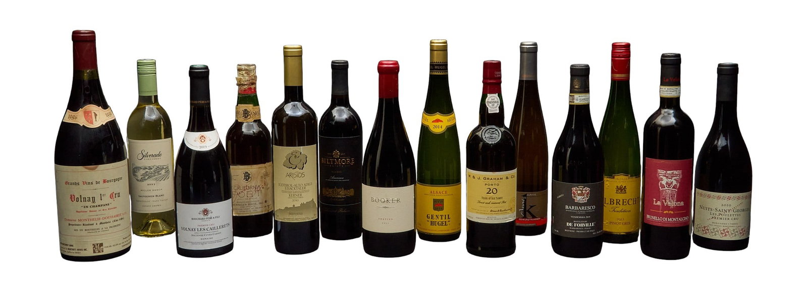 (14) Wines, Various Makers & Years: - one bottle of 1996 Grand Vins de Bourgogne Volnay - one bottle of 2023 Silverado Vineyards Miller Ranch Sauvignon Blanc - one bottle of 2019 Bouchard Pere & Fils Volnay Les Caillerets - one bott