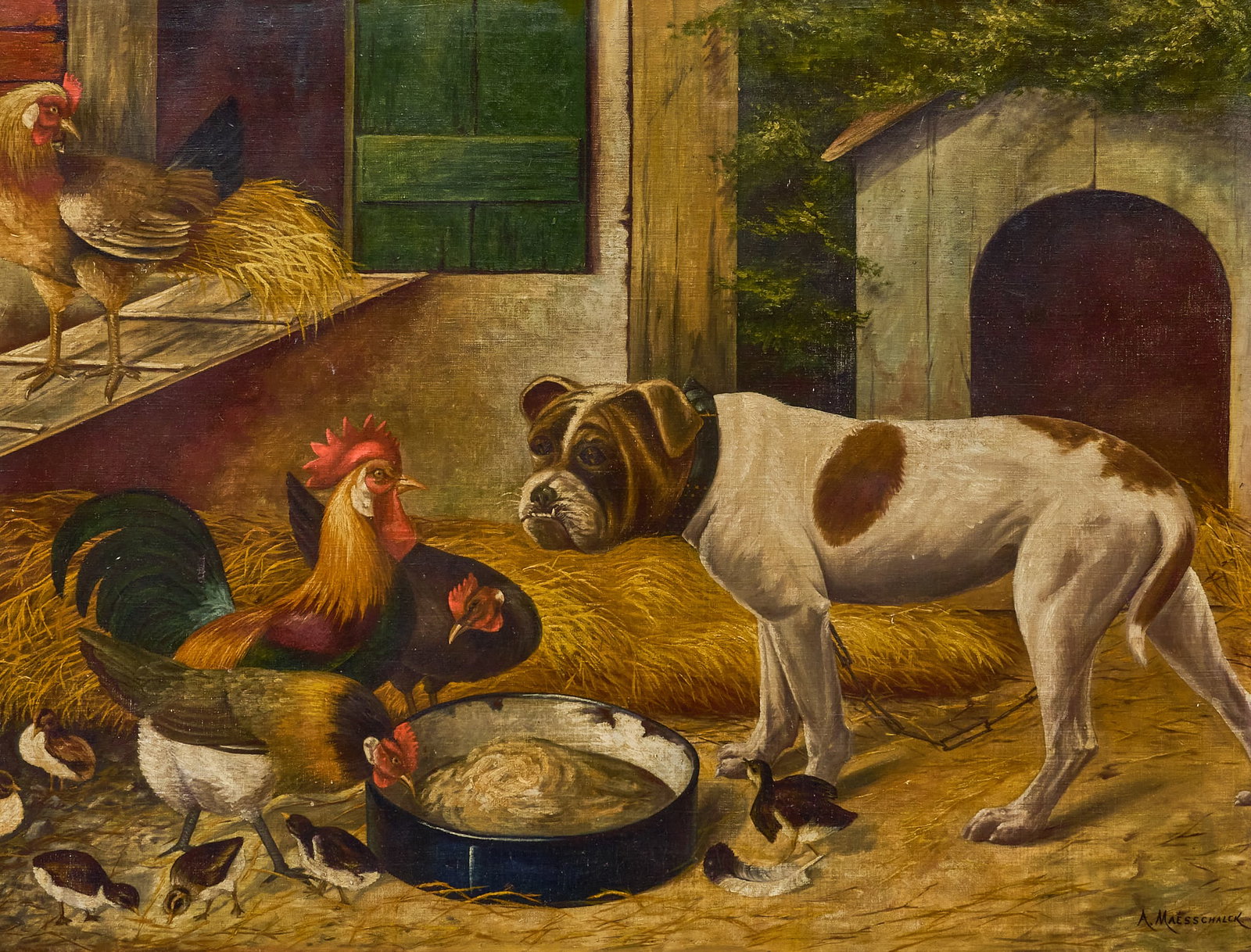 A. Maesschalck, Dog and Roosters (1 of 4)