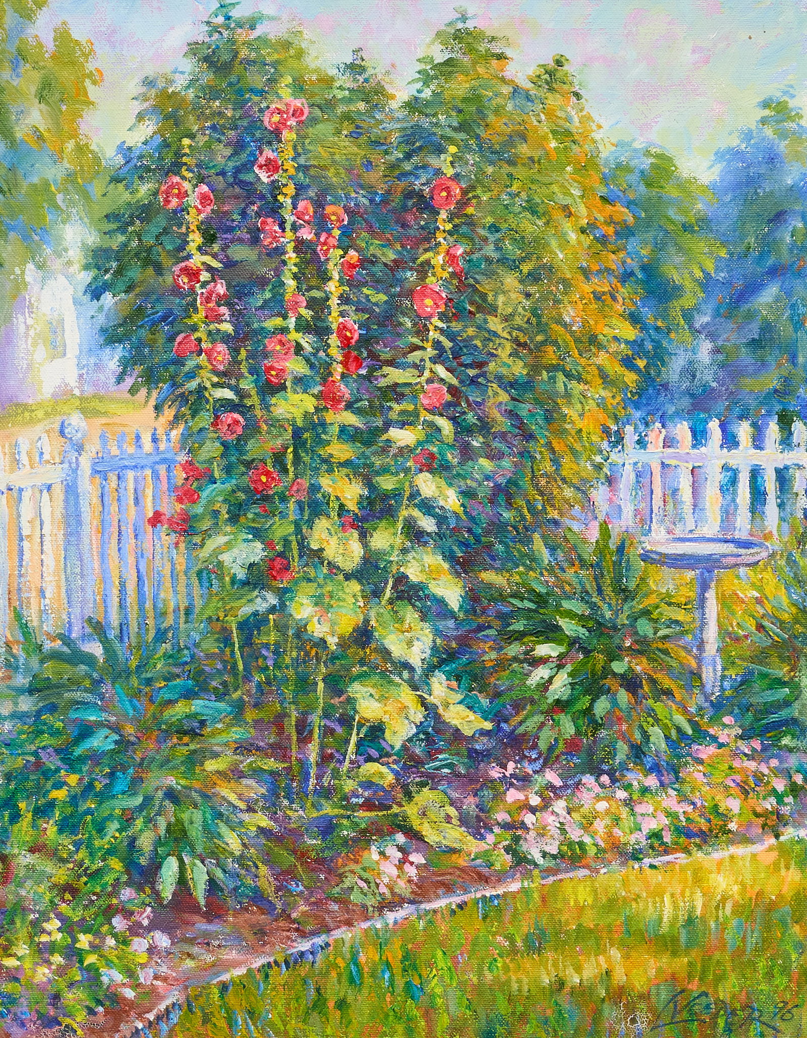 Larry Veeder, Blooming Garden: Larry Veeder (Amer., b. 20th C.), floral garden scene, oil on canvas, signed and dated lower right, 1996 sight: 18 x 14 in., frame: 27 x 23 in. Provenance: Property from the Estate of R