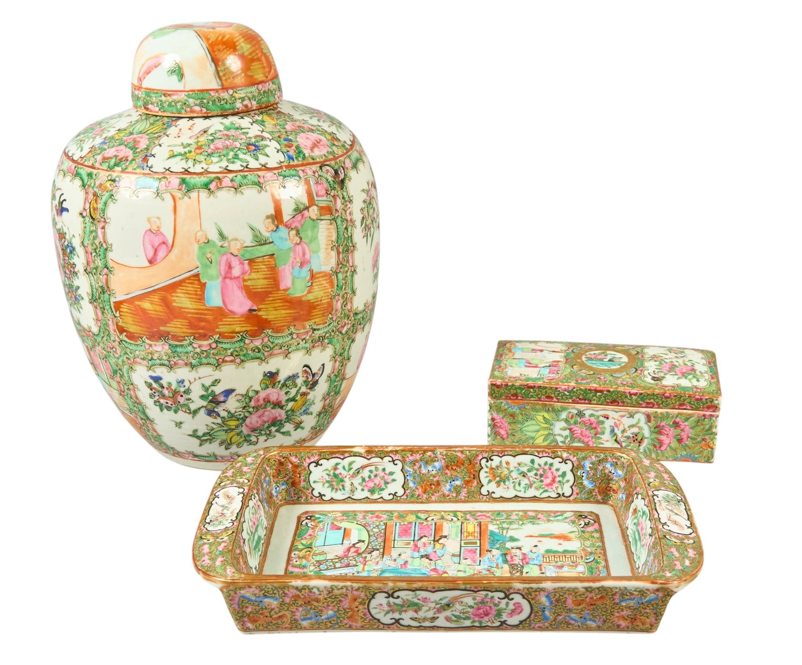 (3) Pc Set of Rose Medallion Porcelain (1 of 4)