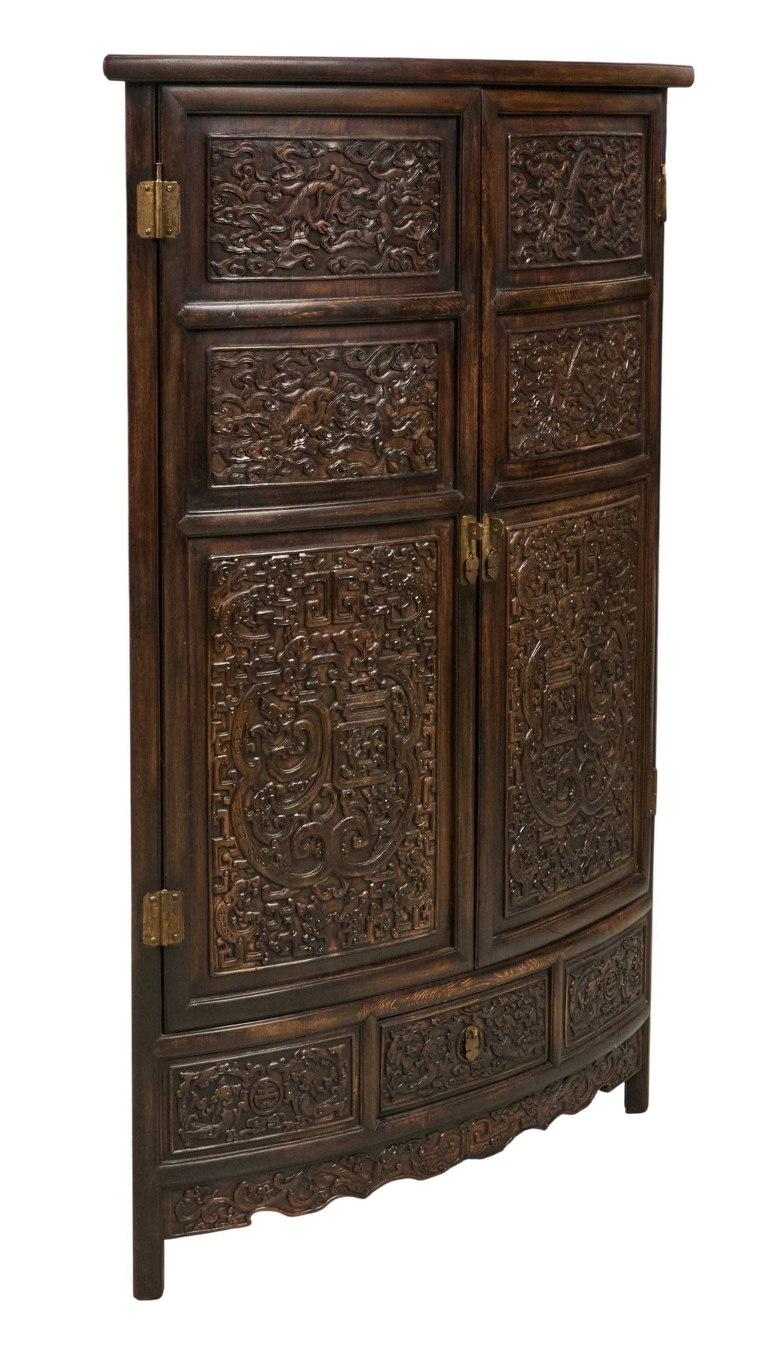 Asian Style Carved Corner Cabinet (1 of 4)
