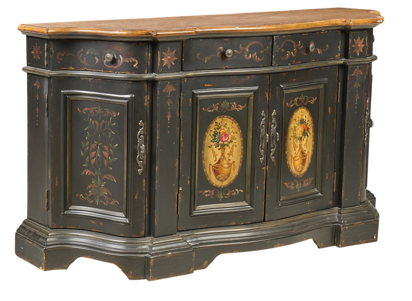 Tuscan Style Sideboard: Continent by Broyhill Tuscan style sideboard with four drawers and four cabinet doors, circa 21st century height 36 in. x width 65 in. x depth 20.5 in. Provenance: Property from a home in