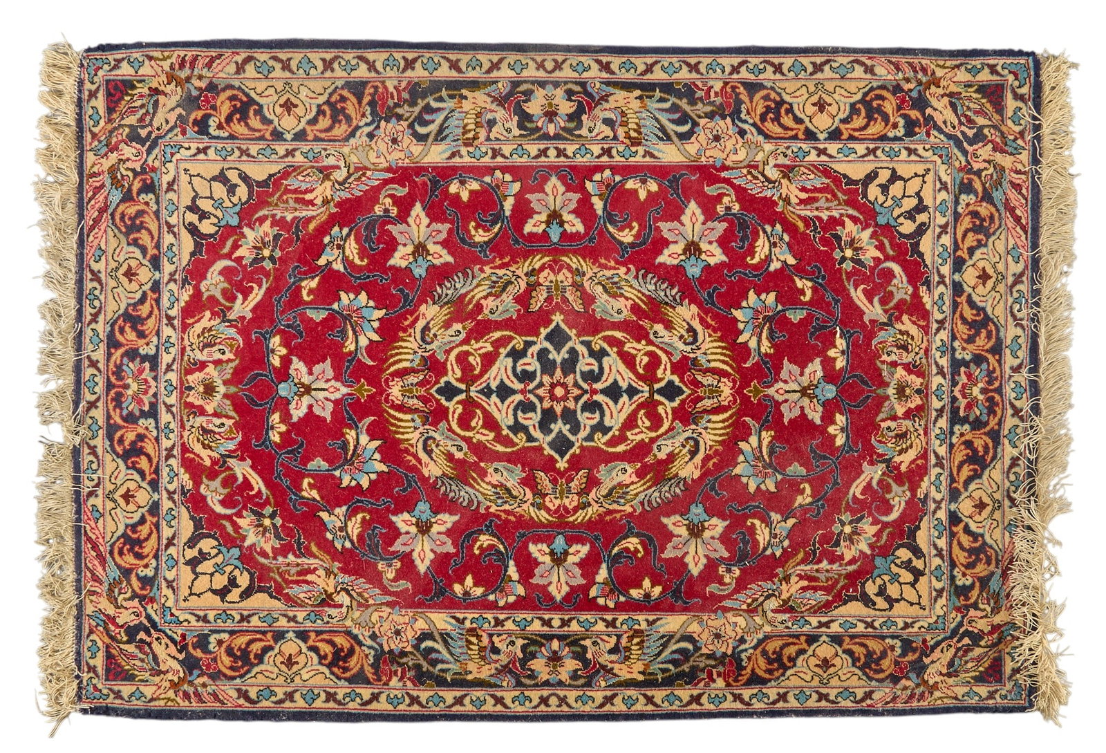 Hand-Knoted Area Rug, 3 ft. 7 in. x 1 ft. 9 in.: Hand-knotted area rug 3 ft. 7 in. x 1 ft. 9 in. Provenance: Property from a home in Palo Alto, California 