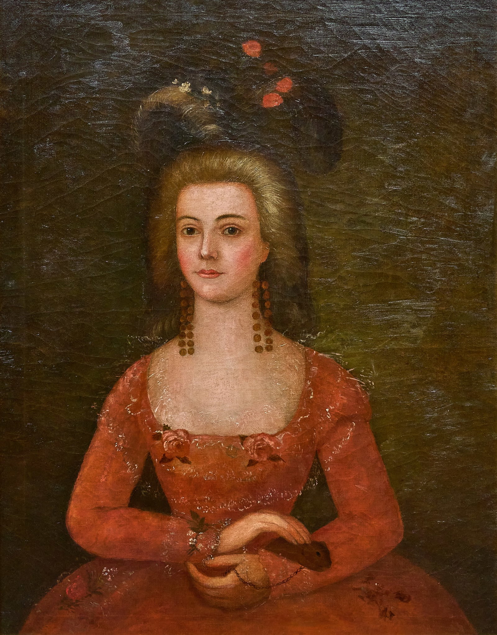 18th C. Portrait: Portrait of a noblewoman, circa 18th century, oil on canvas, appears not signed sight: 35 x 27 in., frame: 43 x 34 in. Provenance: Property from a historic mansion in Fredericksburg, Texas