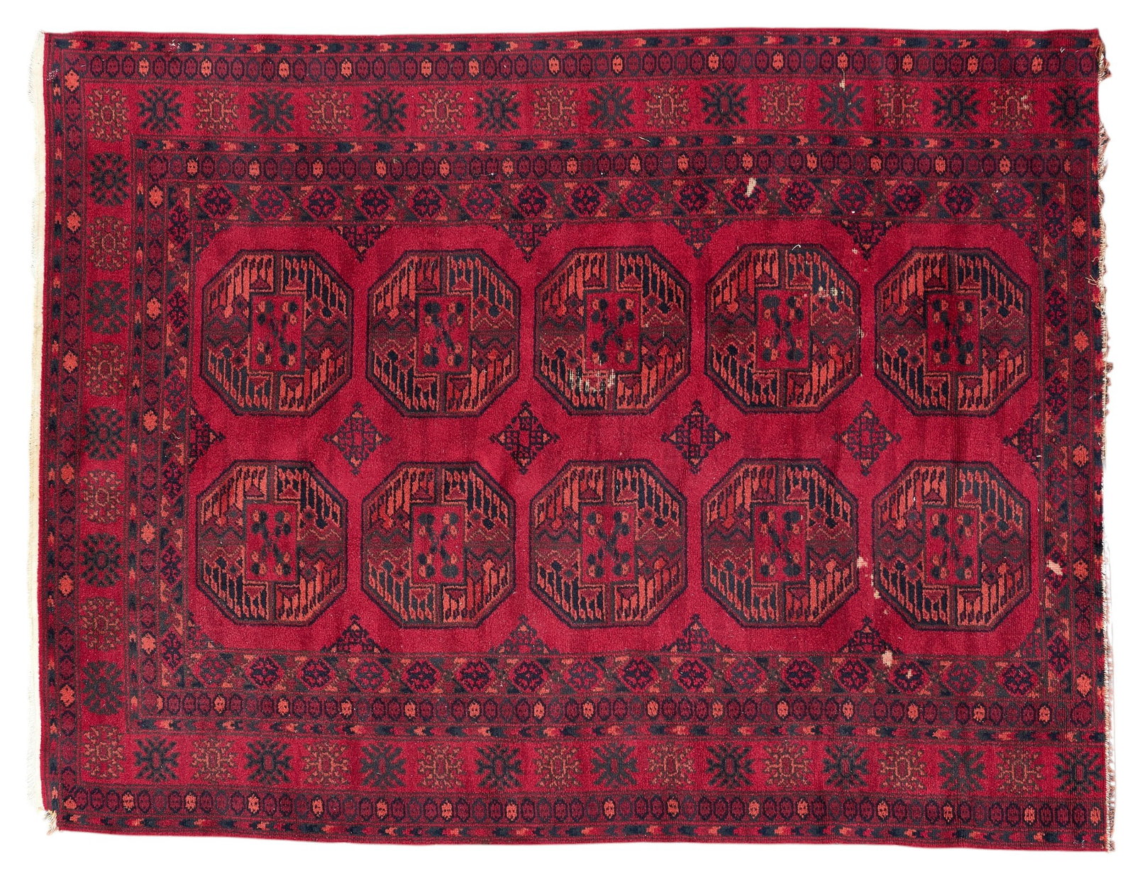 Red Afghan Rug, 7 ft. 1 in. x 5 ft. 5 in. (1 of 4)