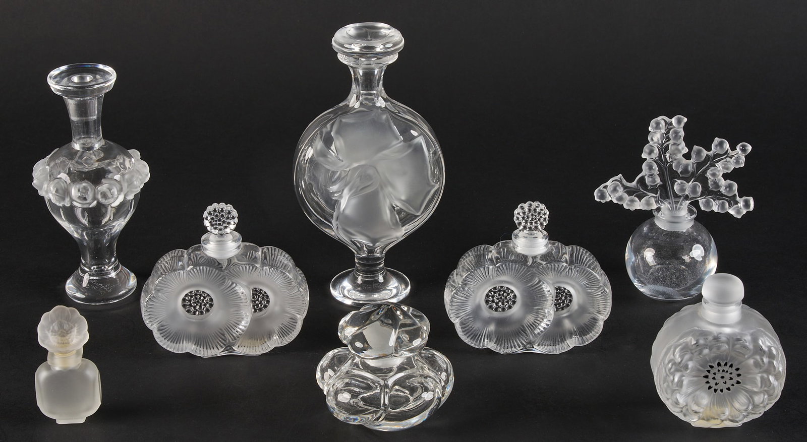 Collection of (8) Floral Motif Crystal Perfume Bottles (1 of 8)