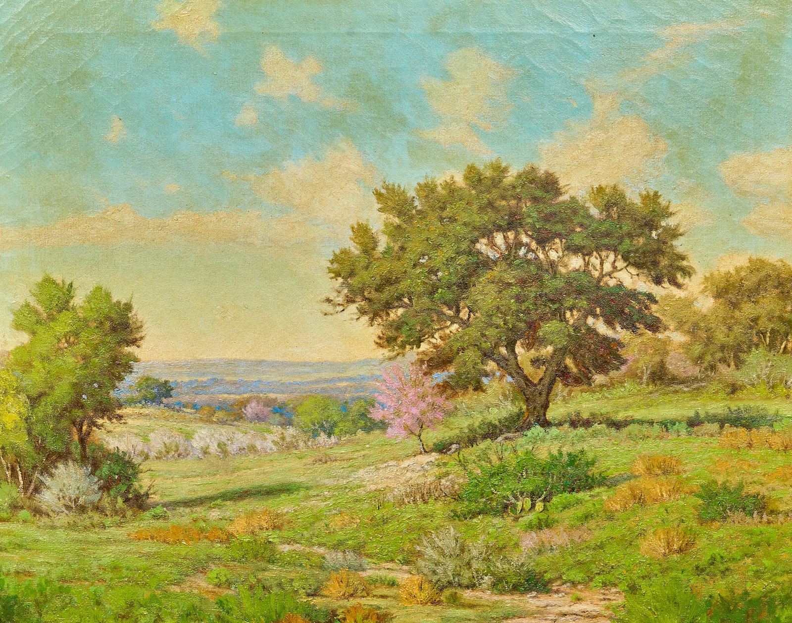 Morris Walton Leader, "Texas Redbud": Morris Walton Leader (Texas, 1877-1966), "Texas Redbud", oil on canvas, signed lower left sight: 24 x 30 in., frame: 30 x 35 in. Provenance: Property from a Kerens, Texas collectio
