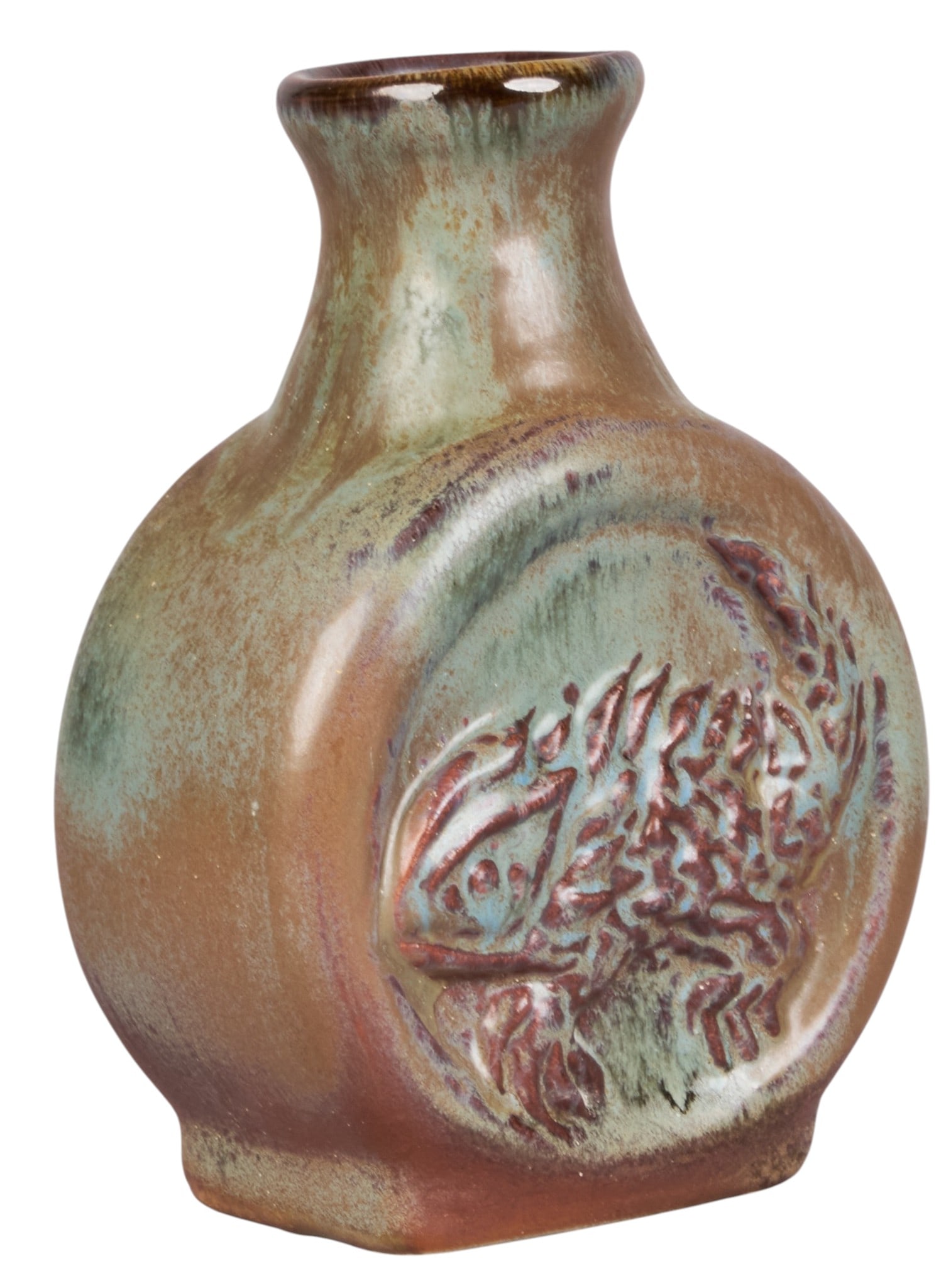 Harding Black, Horny Toad Vase, 1972: Harding Black (San Antonio, Texas, 1912-2004), brown and sage horny toad vase, glazed and fired ceramic, signature and date on the underside, 1972 height 6.5 in. x width 4.5 in. x depth