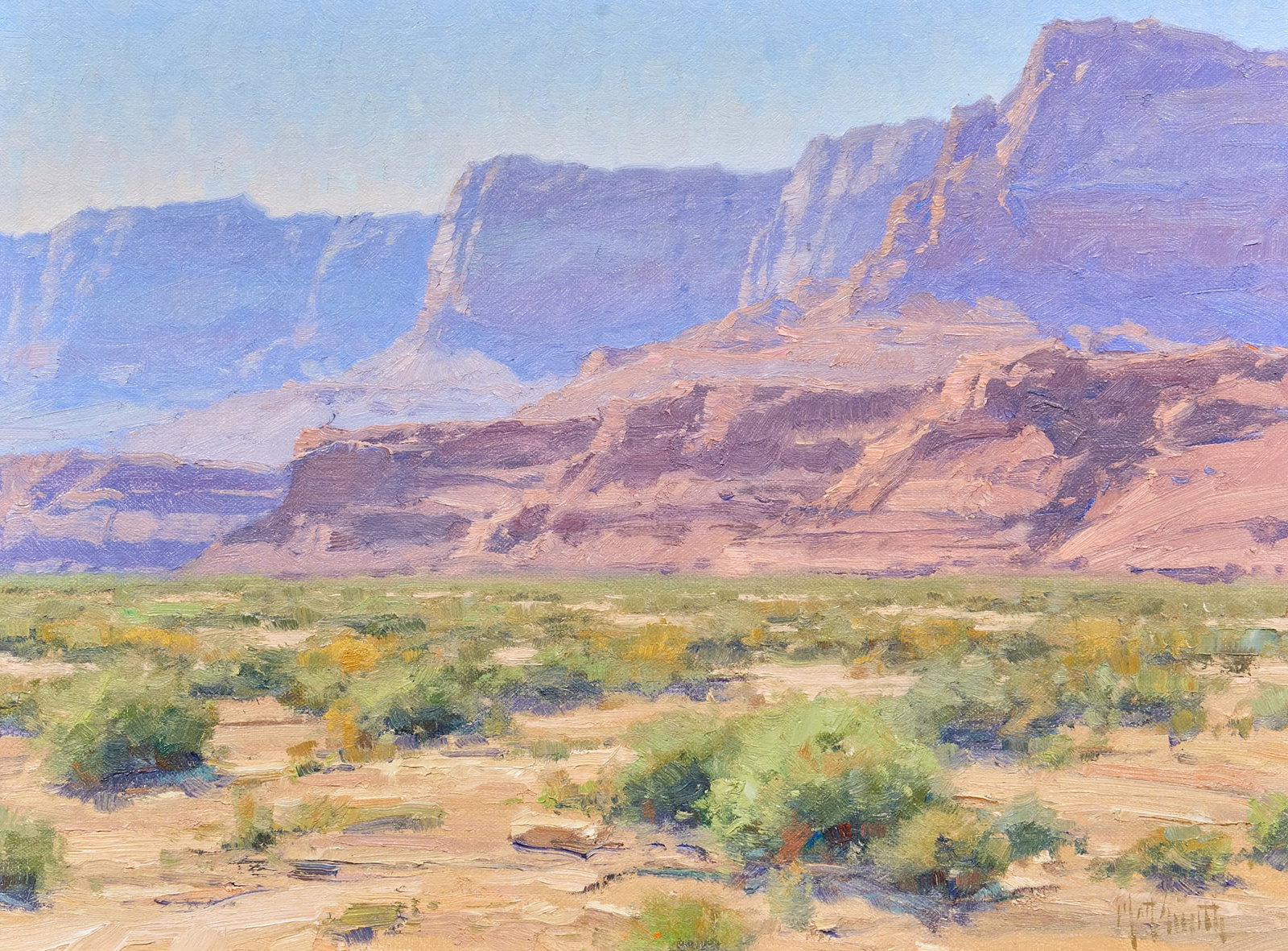 Matt Smith, "Vermillion Haze": Matt Smith (Arizona / Missouri, b. 1960), "Vermillion Haze", oil on linen on board, signed lower right sight: 12 x 16 in., frame: 17 x 20.5 Provenance: Property from a Wimbe