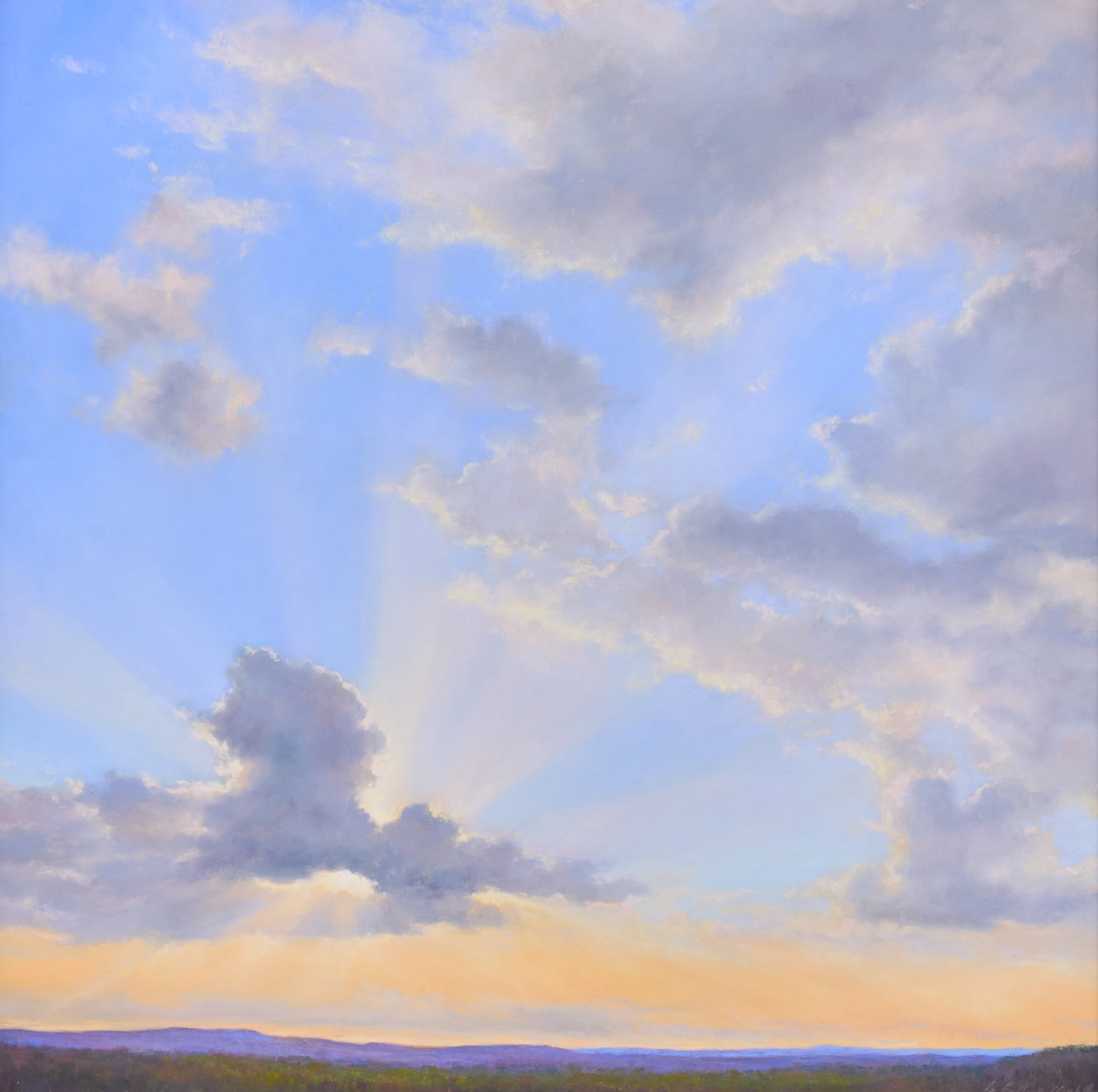 Denise Mahlke, "Evening Radiance": Denise LaRue Mahlke (Texas, b. 1957), "Evening Radiance", pastel on paper or illustration panel, signed lower right sight: 18 x 18 in., frame: 30 x 30 in. Provenance: Property