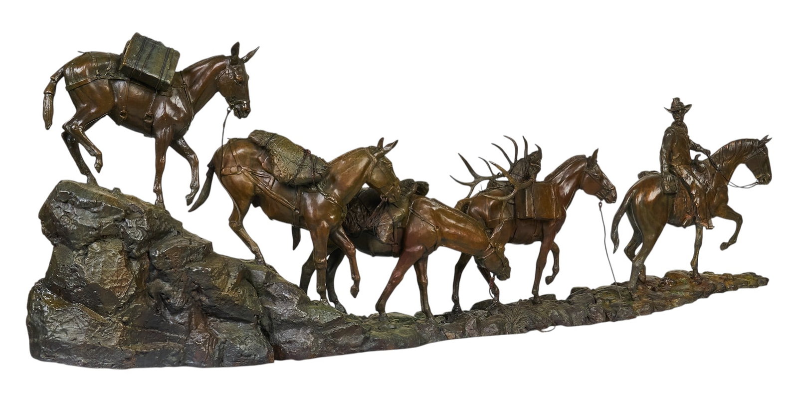 Daniel Parker, "Southfork Crossing": Daniel Ray Parker (Amer., b. 1959), artist-cast bronze sculpture with some elements of Southfork Crossing, possibly a custom commission from the artist by Mr. Funk, formerly displayed in his