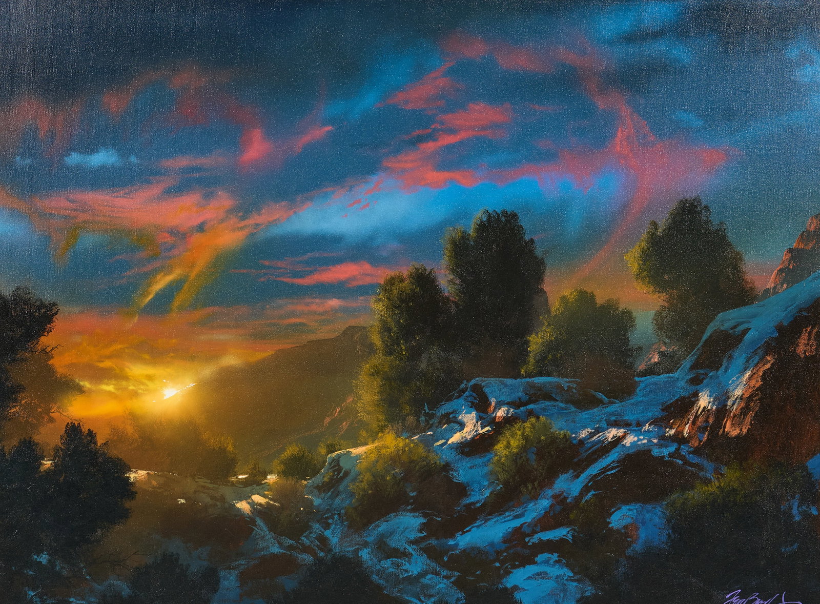 Dale TerBush, “When You Catch Heaven Looking Over Your Shoulder: Dale TerBush (California / Arizona, b. 1948), “When You Catch Heaven Looking Over Your Shoulder”, oil on canvas, signed lower right; signed again and titled on the verso sight 30