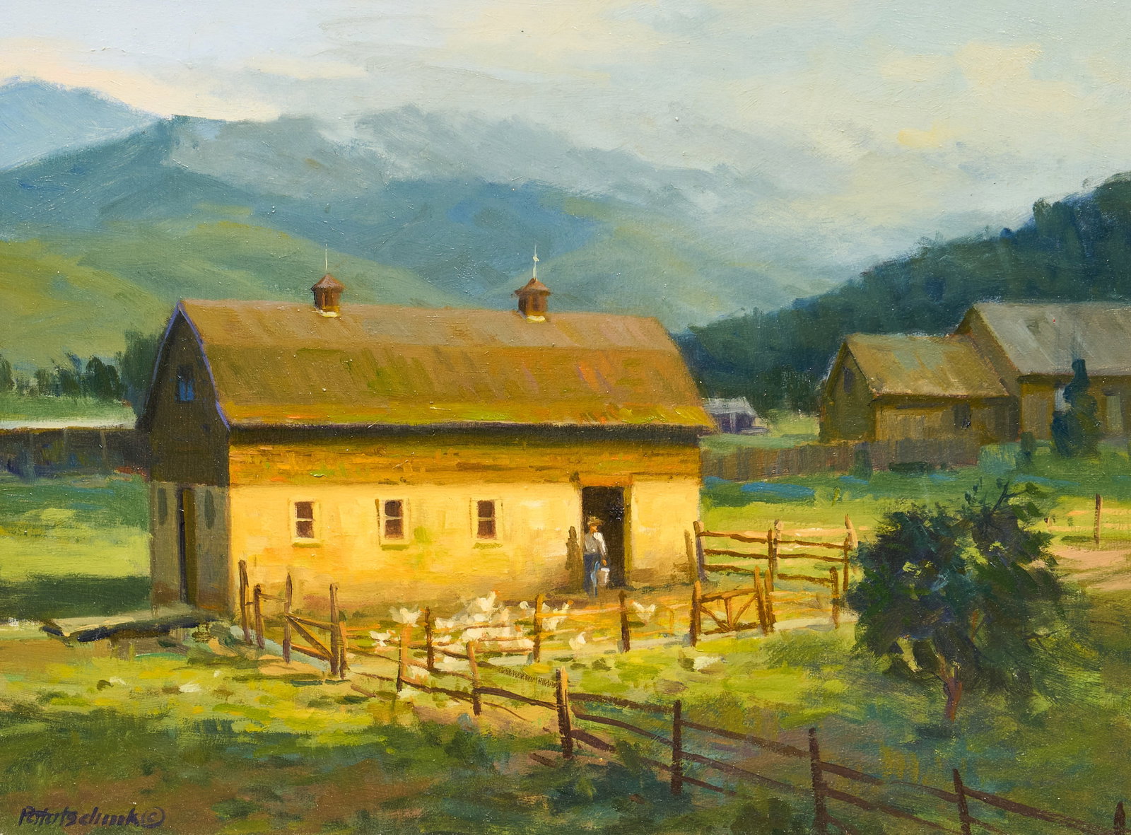 John Pototschnik, "Impending Showers": John Pototschnik (Texas, b. 1946), "Impending Showers", oil on panel, signed lower left sight: 12 x 16 in., frame: 19.5 x 23.5 in. Provenance: Property from a home in Green Valley, Ariz