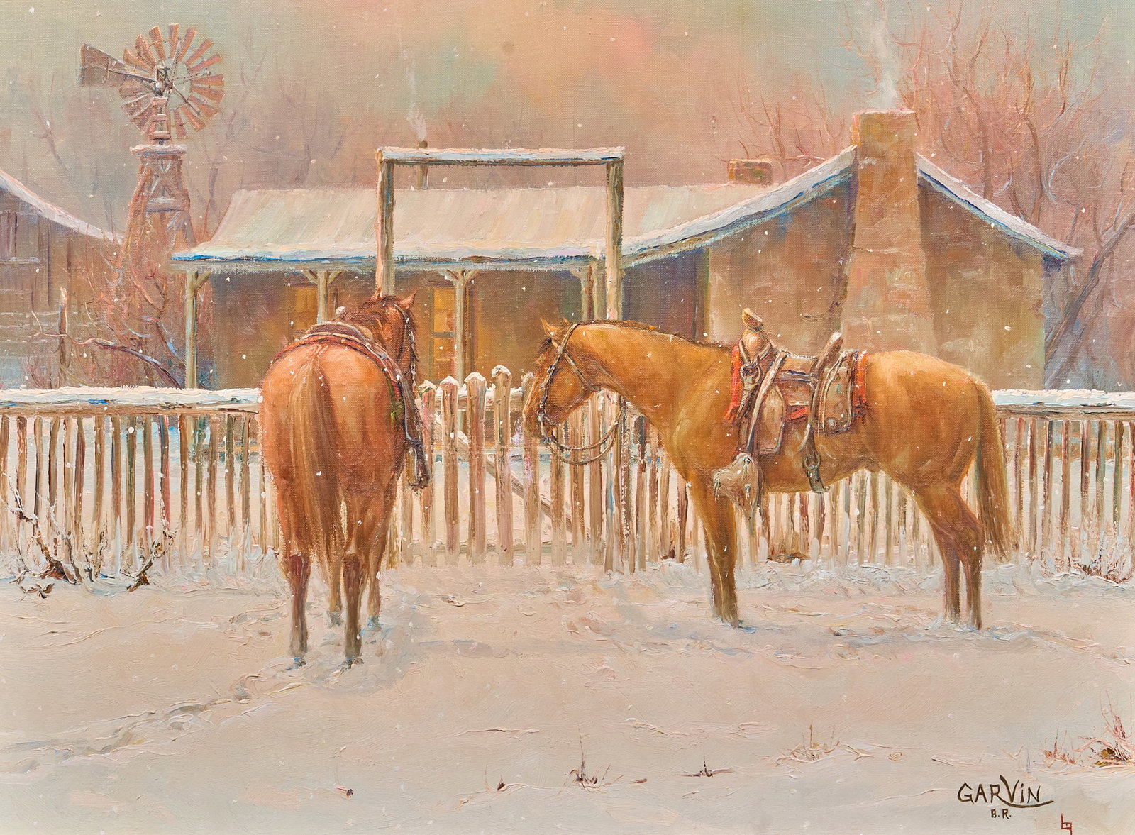 Barbara Garvin, "Gateway to Friends": Barbara Ruth Garvin (California, b. 1936), "Gateway to Friends", oil on canvas, signed lower right, titled and dated on the verso, 1975 sight: 18 x 24 in., frame: 30 x 36 in.