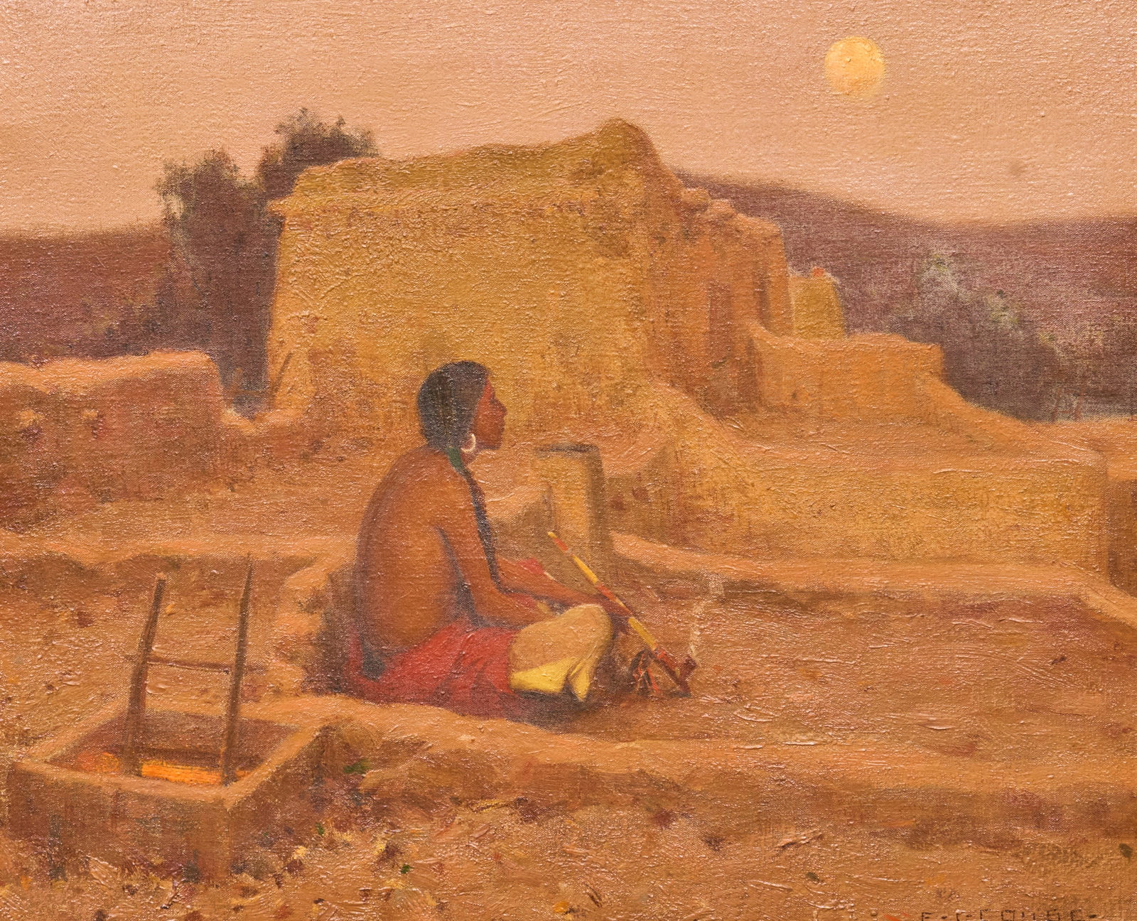 Eanger Irving Couse, Seated Man with Pipe