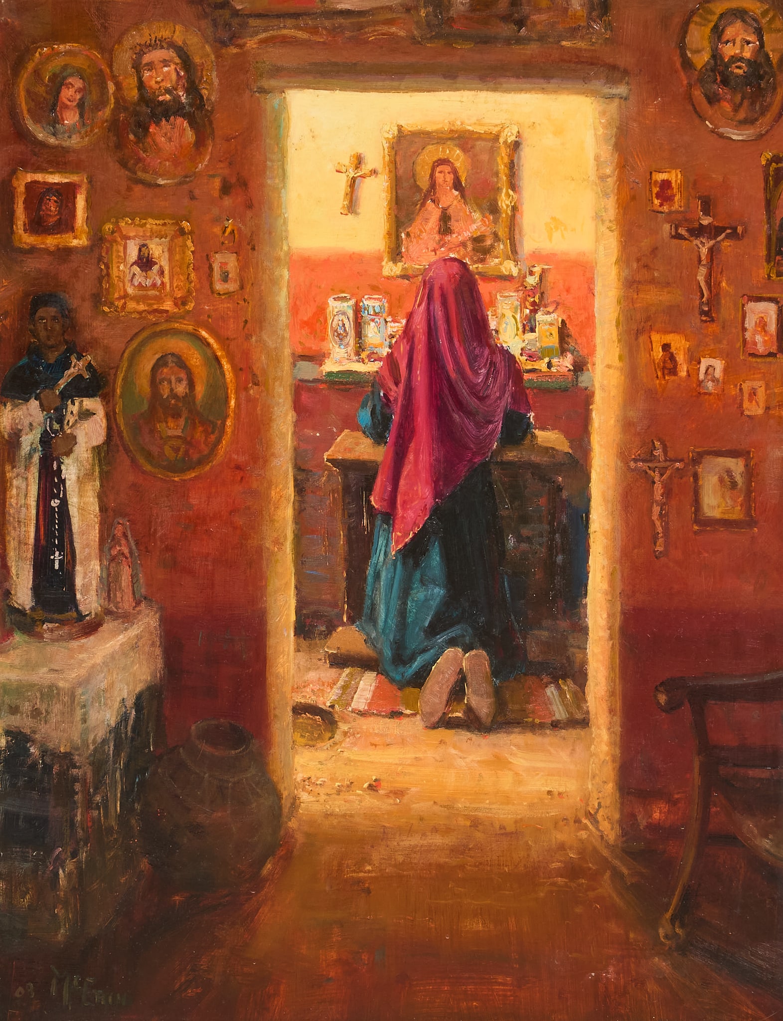 Buck McCain, "Chimayo": Buck McCain (California / Arizona, b. 1943), "Chimayo", oil on panel, signed and dated lower left, 2008 sight: 18 x 14 in., frame: 30 x 26 in. Provenance: Property from the