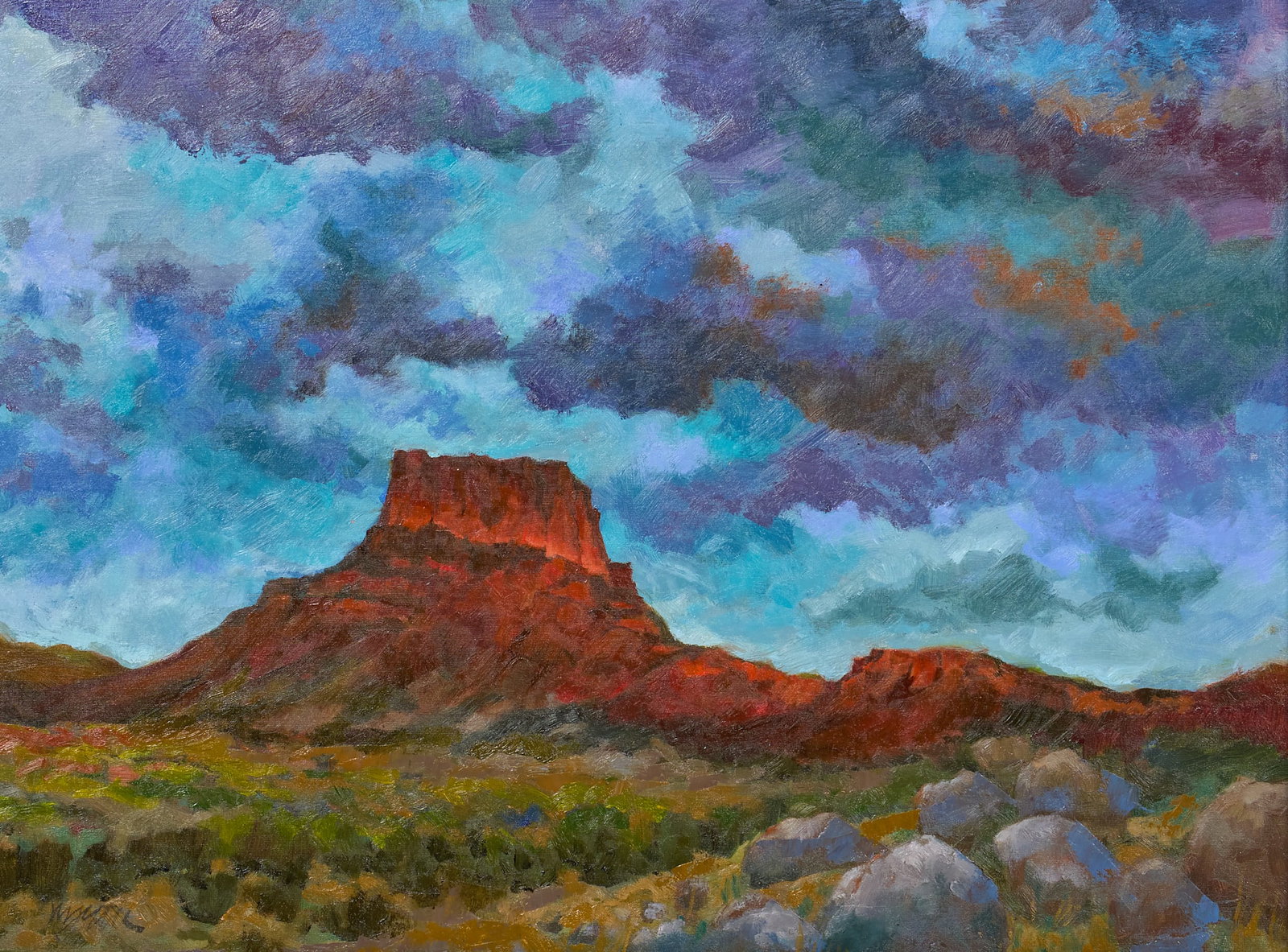 Michael Etie, "Chisos Clouds": Michael Etie (Texas, b. 1948), "Chisos Clouds", oil on canvas panel, signed lower left sight: 18 x 24 in., frame: 23 x 29 in. Provenance: Property from the collection of the artist, Austin,
