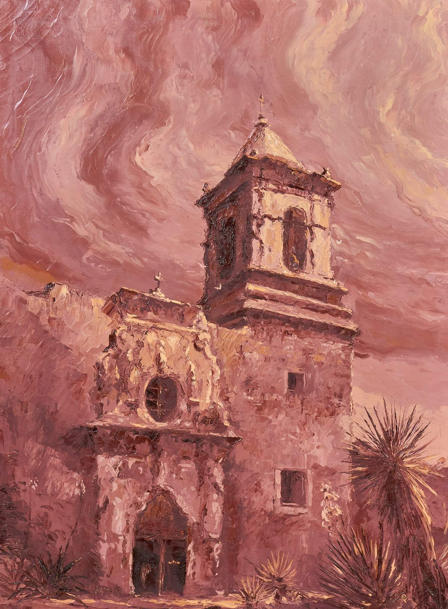 Robert Hamman, Mission San Jose: Robert Hamman (Texas, b. 1938), Mission San Jose (San Antonio, Texas), oil on canvas, signed lower left sight: 40 x 29 in., frame: 49 x 39 in. Provenance: Property from an Austin, Texas collector
