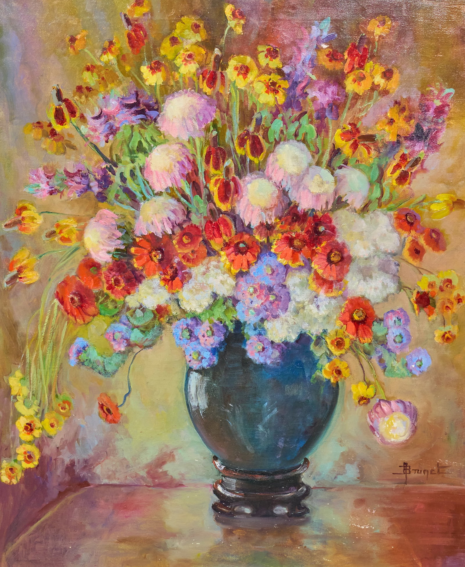 Adele Brunet, Floral Still Life: Adele Laure Brunet (Texas / New York, 1871-1963), floral still life, oil on canvas, signed lower right sight: 30 x 25 in., frame: 36 x 31 in. Provenance: Property from a collection in Georgetown,