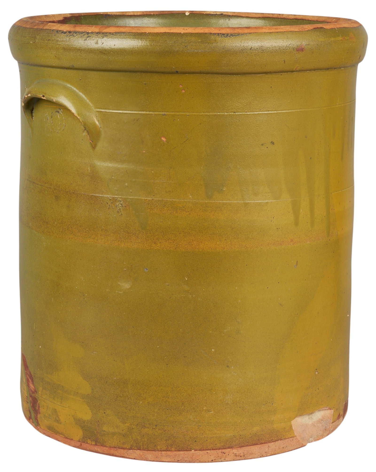 Meyer Pottery, 10 Gallon Crock: Meyer Pottery (Atascosa, Texas), ten gallon stoneware crock, glazed height 17 in. x width 15.5 in. x depth 16 in. Provenance: Property from a historic home in the Olmos Park neighborhood of San A