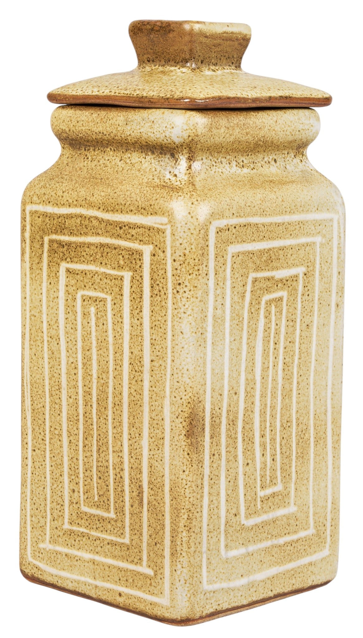Harding Black, Large Lidded Jar, 1953: Harding Black (San Antonio, Texas, 1912-2004), large lidded canister with incised geometric design, incised signature and date on the underside, 1953 height 13 in. x width 5 in. x depth 5 in.&nbs