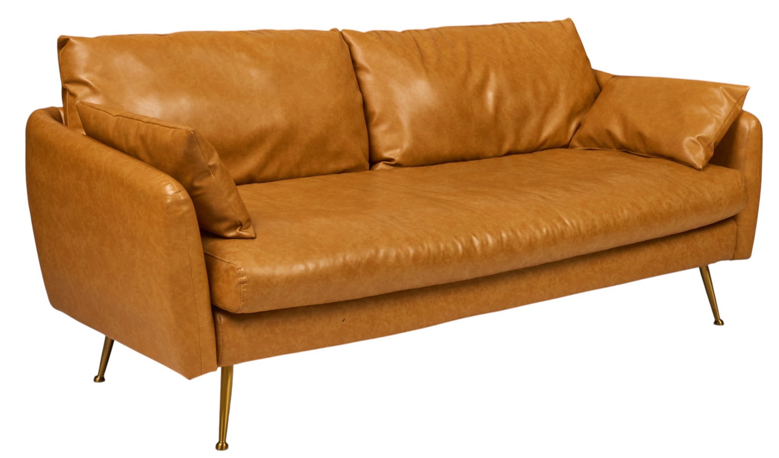 Mid-Century Leather Sofa and Ottoman (1 of 4)