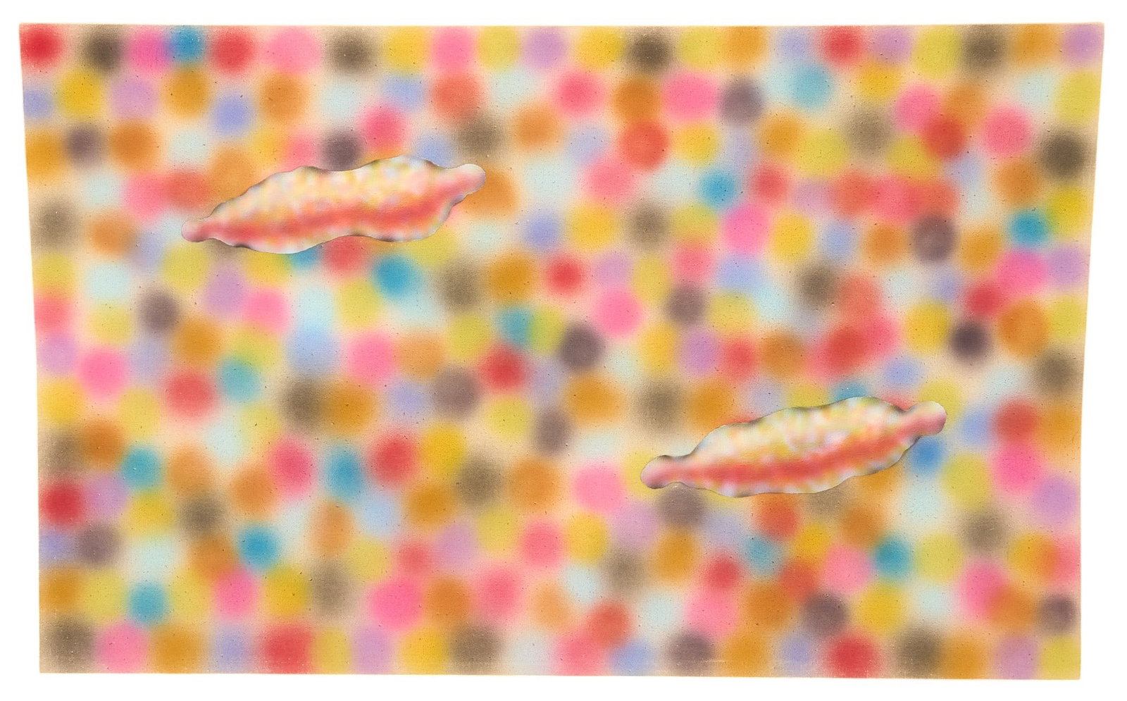 Daddy-O" Wade, "Dual Weirdos in Focus: Robert Schrope "Daddy-O" Wade (Texas, 1943-2019), "Dual Weirdos in Focus", spray on canvas, signed on the verso, titled and dated 1970 on the verso, not framed size: