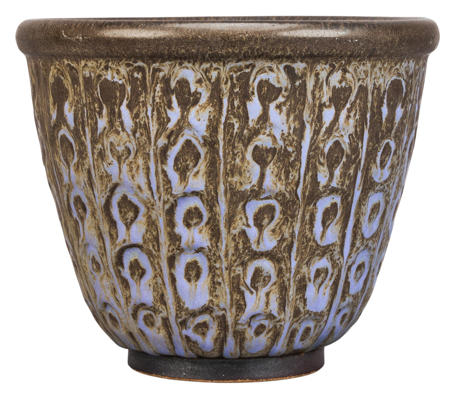 Harding Black, Incised Purple Vessel, 1959: Harding Black (San Antonio, Texas, 1912-2004), glazed and fired ceramic bowl with incised motifs, signature and date on the underside, 1959 height 6.5 in. x diameter 7.75 in. Provenance: