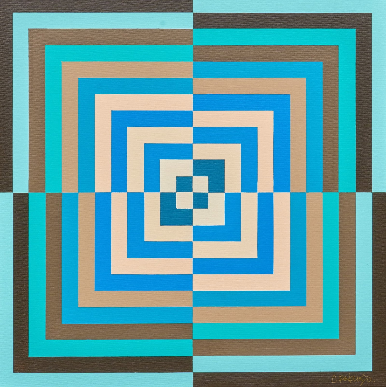 Camilo Requejo, "Arctic Convergence": Camilo Requejo (Mexico / Texas, b. 1976), "Arctic Convergence", acrylic on canvas, signed lower right sight: 24 x 24 in., frame: 25 x 25 in. Provenance: Property from a home in