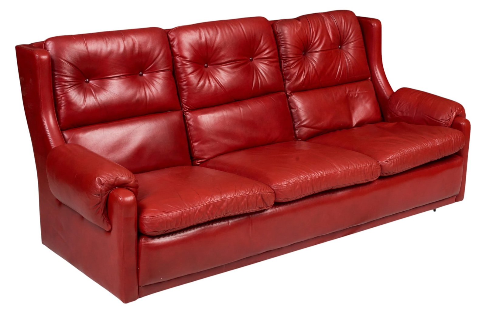 Mid-Century Red Leather Sofa (1 of 4)