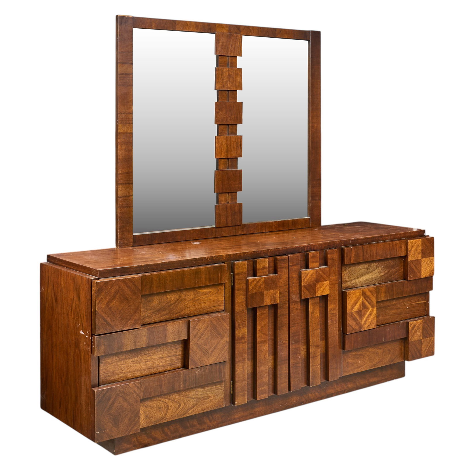 Lane Brutalist Staccato Dresser with Mirror (1 of 5)