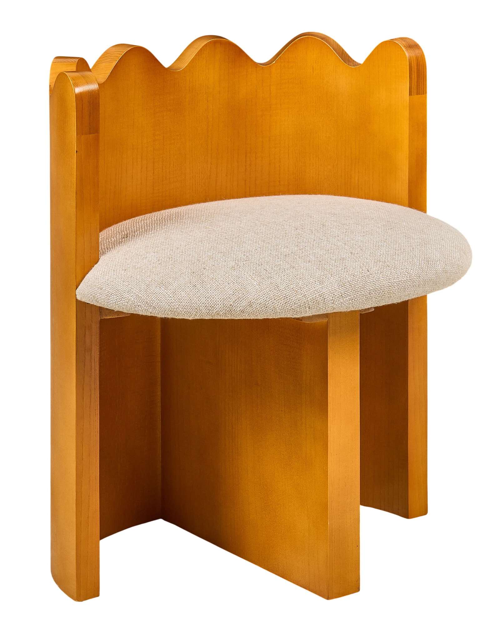 Sarah Sherman Samuel, Ripple Accent Chair: Ripple Accent Chair by Sarah Sherman Samuel for Lulu and Georgia, featuring a light upholstered linen seat and a wavy, scalloped barrel back height 26.5 in. x width 19.5 in. x depth