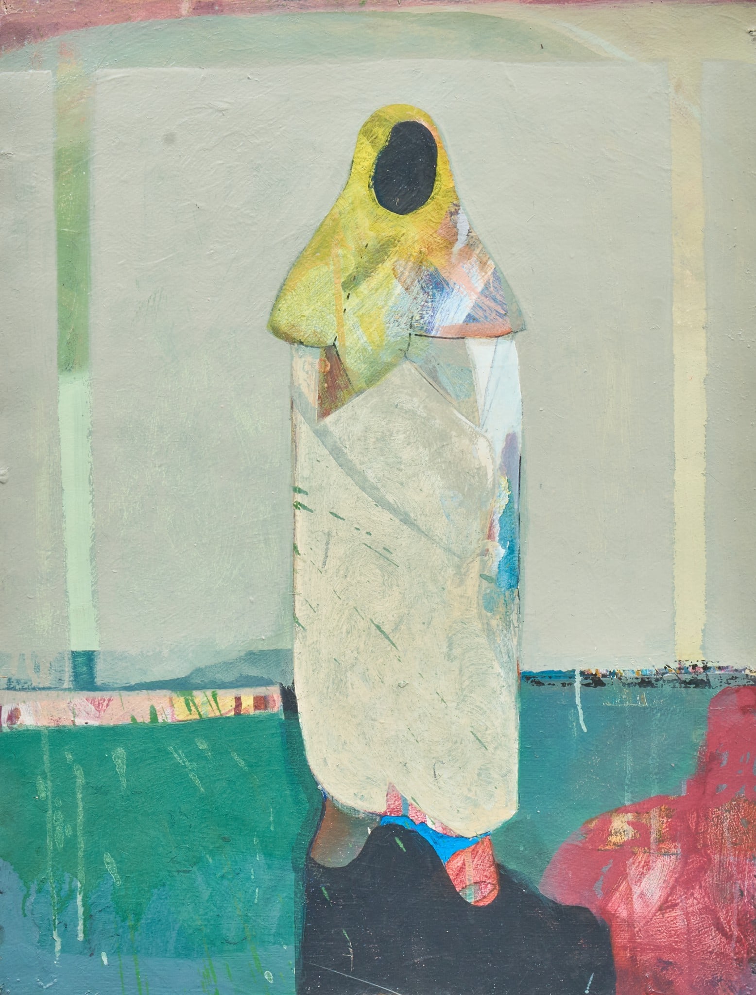 Sky Patterson, "Armless Woman": Sky Patterson (Texas, 20th-21st C.), "Armless Woman Pt. 3", oil on paper, signed and titled on the verso, dated 2006 sight: 23.5 x 18 in., frame: 31.5 x 25 in. Provenance: