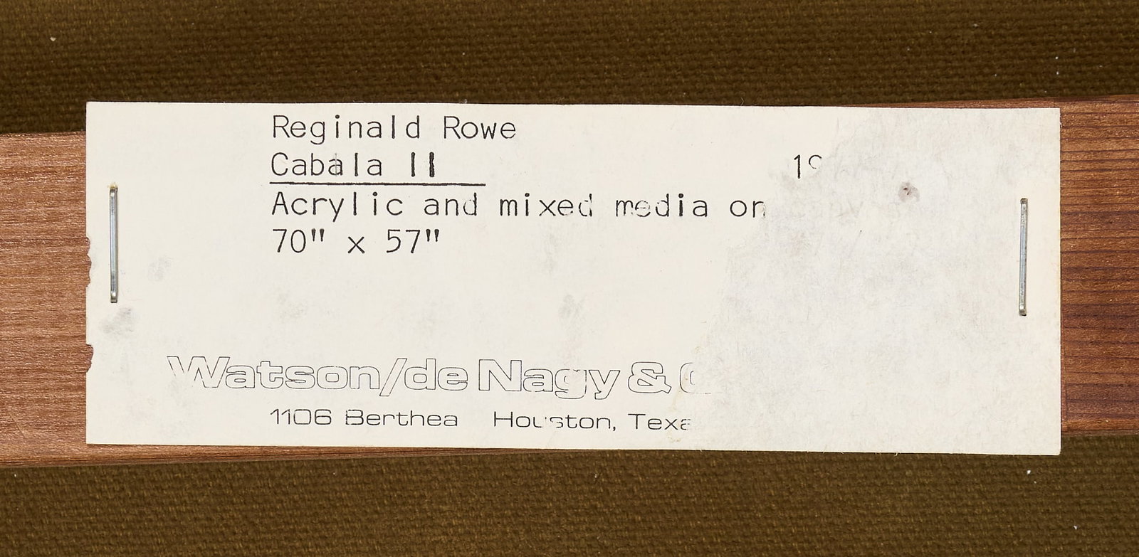 Reginald Rowe, "Cabala II" - 7