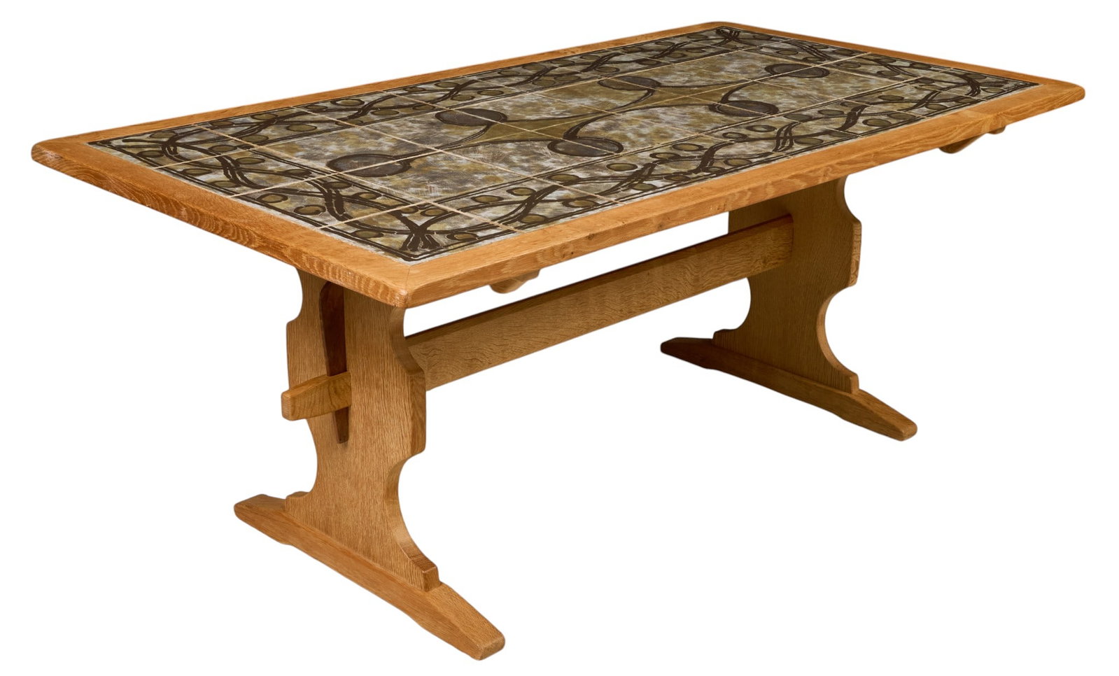 Mid-Century Oak and Tile-Top Dining Table (1 of 3)
