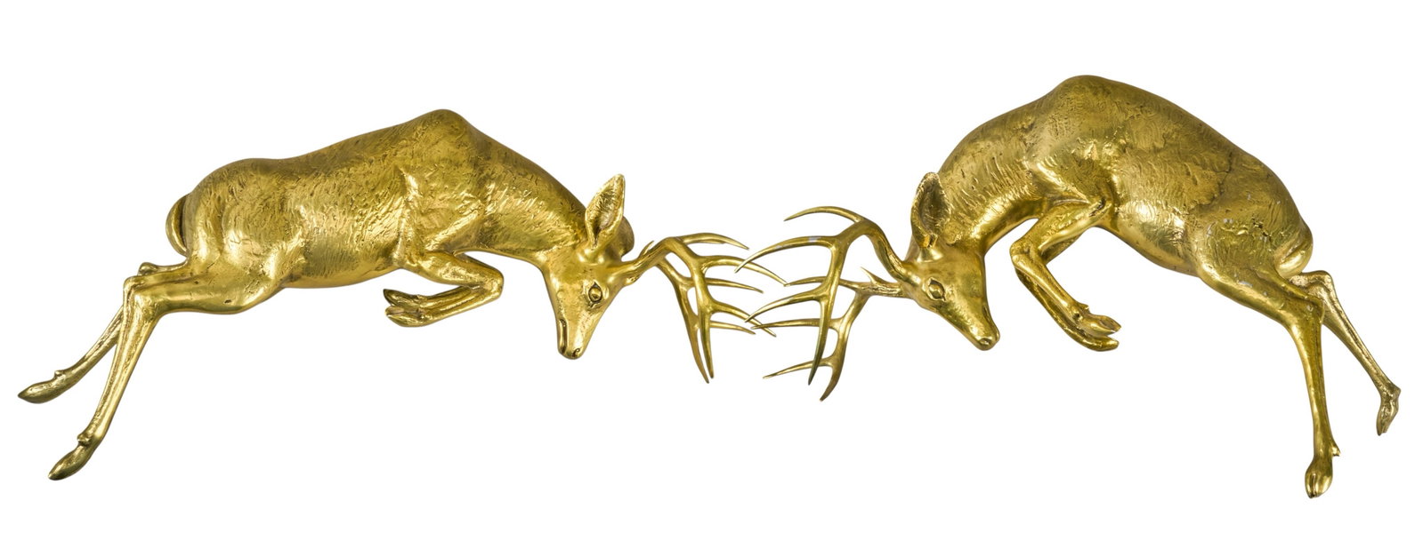 Pair of Aluminum Battling Stag Sculptures (1 of 3)