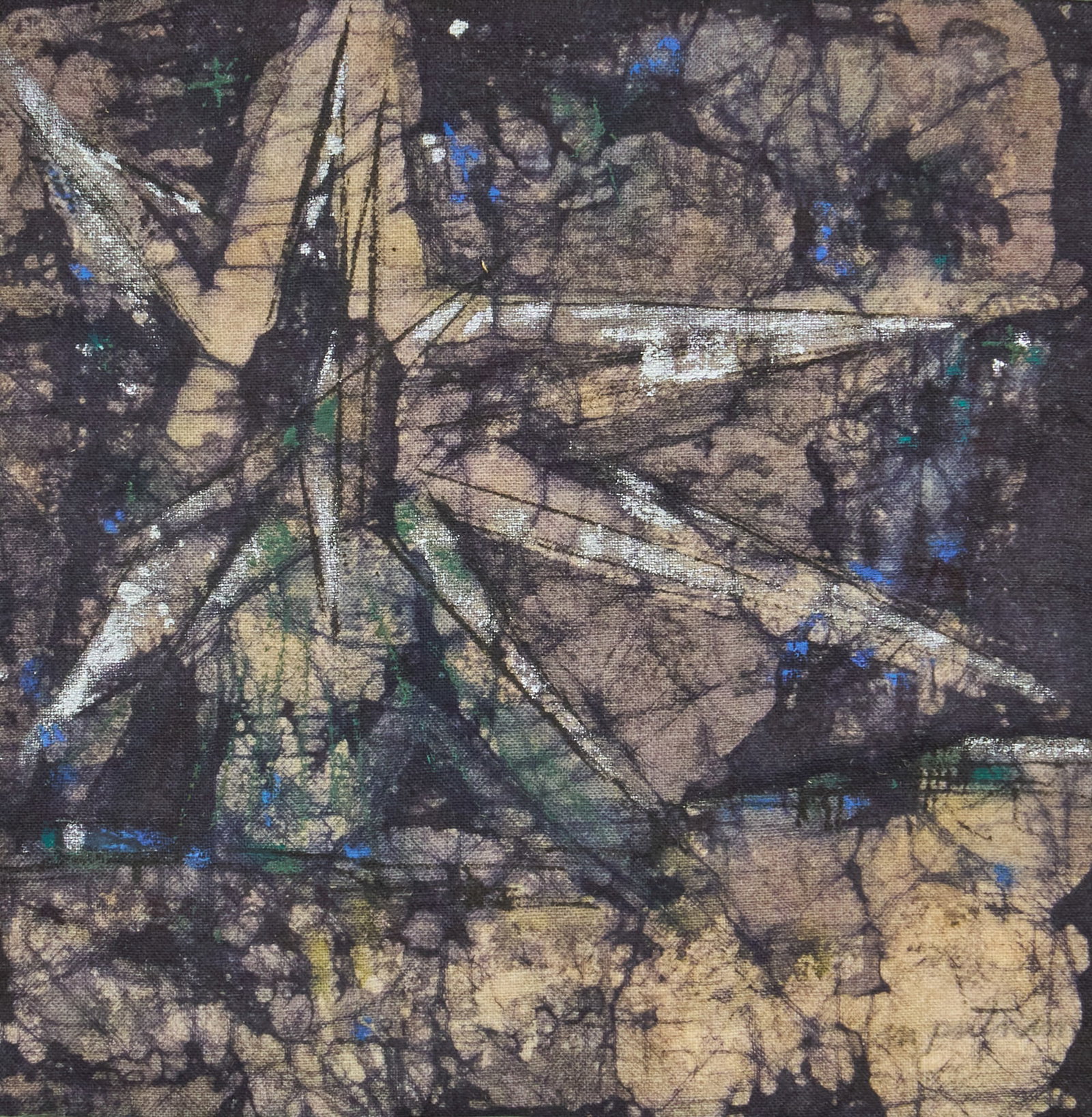 Margaret Putnam, "Star of Bethlehem": Margaret Putnam (Texas, 1913-1989), "Star of Bethlehem", batik on fabric, signed lower right on the cloth, signed again and titled in the margin sight: 6.5 x 6.5 in., frame: 17 x 17 in.