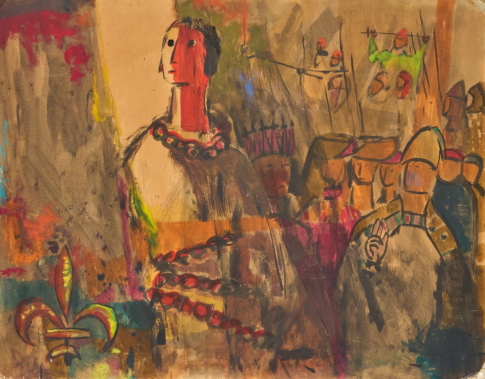Margaret Putnam, Joan of Arc: Margaret Putnam (Texas, 1913-1989), Joan of Arc study or preparatory drawing, mixed media on paper board, not signed size: 36 x 46 in. Provenance: Property from the collection of the artist's