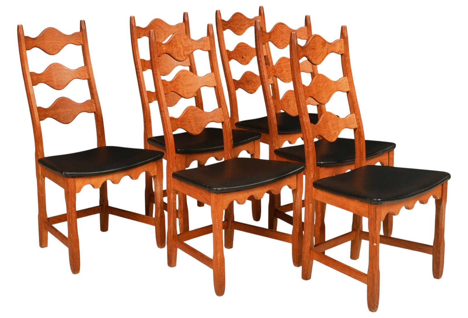 Set of (6) Danish Mid-Century Oak Dining Chairs (1 of 4)