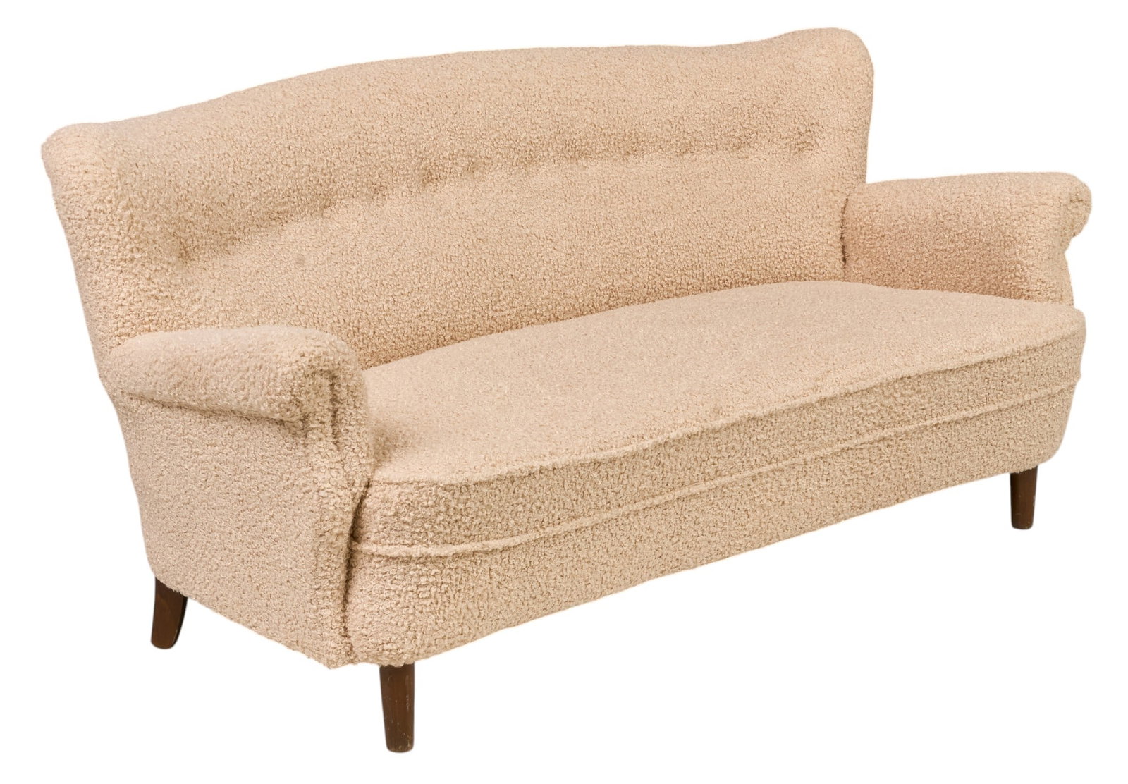 Mid-Century Modern Curved Bouclé Sofa (1 of 4)