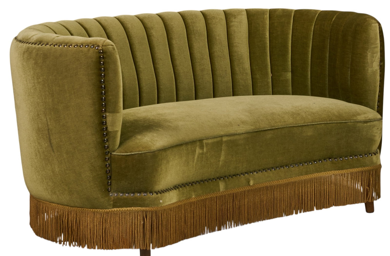 Danish Mid-Century Green Velvet Sofa (1 of 3)