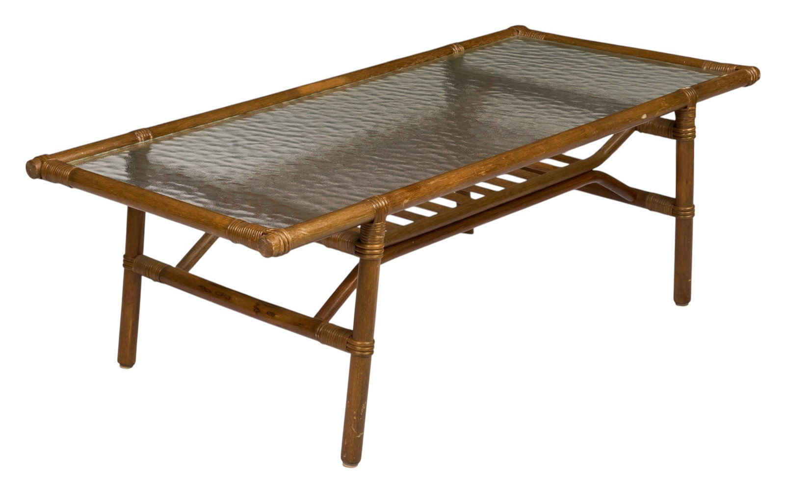 Mid-Century Rattan and Glass Coffee Table (1 of 4)