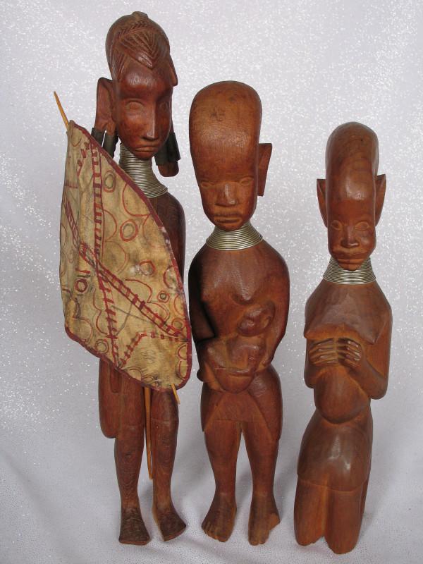 Hand-carved wood artifacts:- Three vintage African (1 of 4)